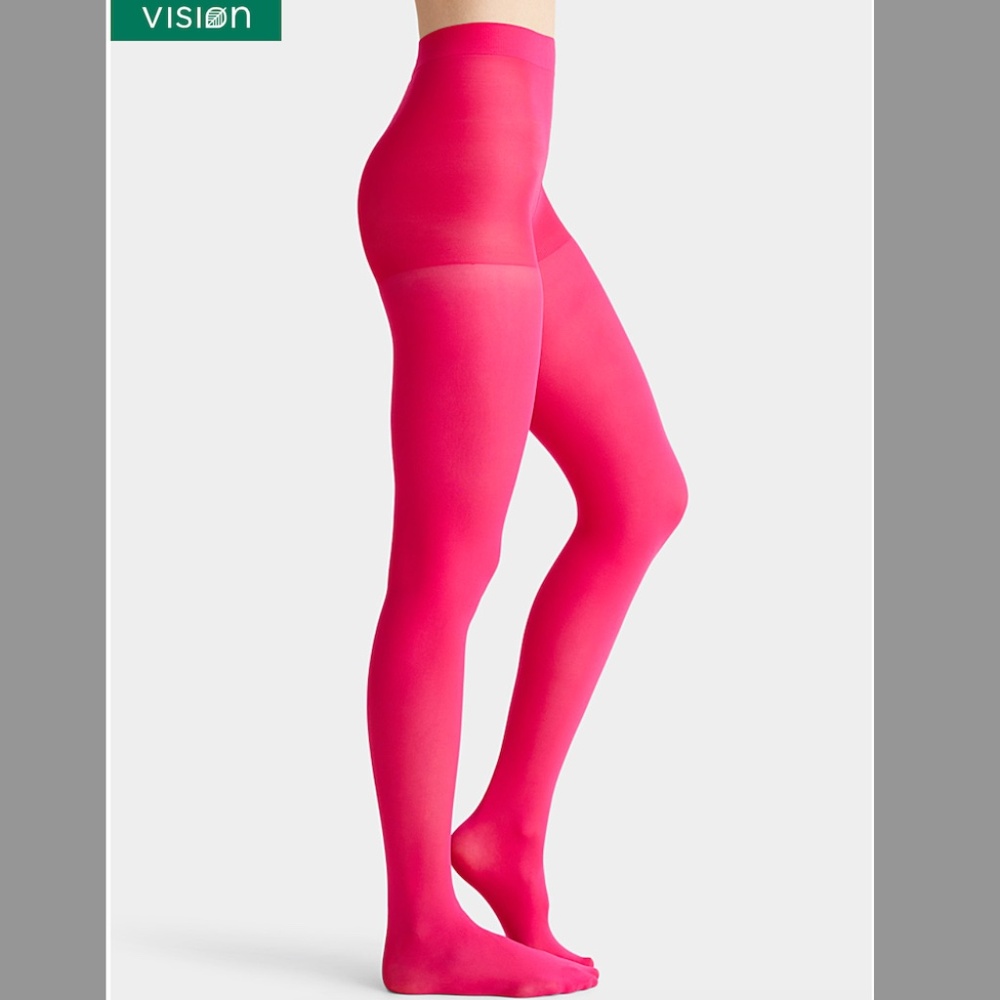 Hot pink semi-opaque 50 denier built-in support tights NWT